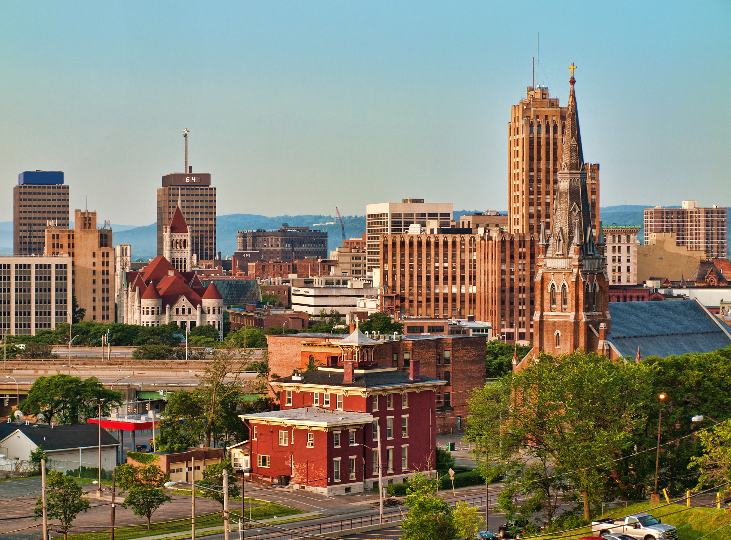 Clear sky over Albany, NY.